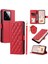 Xiaomi 14 Pro Kılıf Eşkenar Dörtgen Izgara Standı Telefon Kılıfı ile Crossbody Kordon-Kırmızı (Yurt Dışından) 1