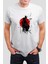 Samurai Baskılı Beyaz Unisex Tişört C505 1
