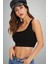 Kadın Siyah Tek Omuz Fitted Slim Crop Büstiyer 1