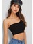 Kadın Siyah Tek Omuz Fitted Slim Crop Büstiyer 2