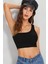 Kadın Siyah Tek Omuz Fitted Slim Crop Büstiyer 4