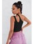 Kadın Siyah Fitted Slim Tek Omuz Cut Out Detaylı Crop 2