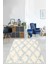 Beyaz Zemin Mavi Geometrik Desen Modern Yıkanabilir Kaymaz Taban Leke Tutmaz Salon Halısı 1