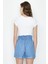 Kadın Beli Lastikli Denim Şort 4