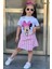 Kız Çocuk Minnie Baskı ve Üzeri Tül Fiyonk Detaylı Tişört Ekose Desen Etekli Takım 3
