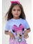 Kız Çocuk Minnie Baskı ve Üzeri Tül Fiyonk Detaylı Tişört Ekose Desen Etekli Takım 5