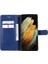 Kart Yuvası Klasik Düz Renk ile Samsung Galaxy S21 Ultra Için Flip Case (Yurt Dışından) 4