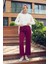 Bordo Beli Lastikli Spor Pantolon 1