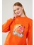 Oranj Pul Işlemeli Baskılı Sweatshirt 4
