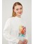 Ekru Pul Işlemeli Baskılı Sweatshirt 3