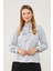 Gri Kendinden Fular Bağlamalı Şifon Bluz 2