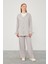 Gri Fermuar Kapamalı Pantolonlu İkili Takım 2