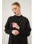 Siyah Bisiklet Yaka Taş Detaylı Tunik Takım 4