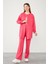 Fuşya Bisiklet Yaka Cepli Penye Pantolonlu Spor Takım 1