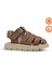 Galler Deri Tek Cırtlı Unisex Çocuk Sandalet Kum Rengi 1