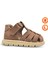 Galler Deri Tek Cırtlı Arkası Kapalı Unisex Bebek Sandalet Kum Rengi 1