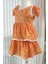 Çiçekli Elbise Turuncu MDVK118 3