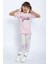 Pamuklu Kısa Kol Kız Çocuk Pijama Takımı Pembe 1