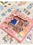 Sevimli Kız ve Tatil Kaykay 100 Yaprak Pembe Mini Kutu Şeffaf Pet Sticker Seti / Su Geçirmez 5