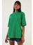Pamuklu Oversize Bisiklet Yaka T Shirt Bayan T Shirt 5864562 3