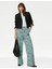 Yüksek Bel Desenli Wide Leg Pantolon 1