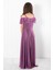 Askılı Simli Abiye Elbise Lila MDV938 5