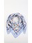 Çiçek Desenli Mavi Soft Eşarp 95X95 1