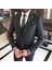 Italyan Stil Slim Fit 8 Drop Ceket Yelek Pantolon Takım Elbise Siyah T9977 3