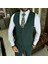 Italyan Stil Slim Fit 8 Drop Ceket Yelek Pantolon Takım Elbise Yeşil T10308 4