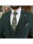 Italyan Stil Slim Fit 8 Drop Ceket Yelek Pantolon Takım Elbise Yeşil T10308 5