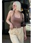 Kahverengi Halter Yaka Boyun Askılı Crop Body MG2146 4