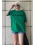 Yeşil Oversize Baskılı Bisiklet Yaka Kısa Kollu Tişört MG2126 1