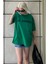 Yeşil Oversize Baskılı Bisiklet Yaka Kısa Kollu Tişört MG2126 4
