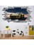 Sarı Hızlı Spor Araba Gri Tuğla 3D Delik Dekoratif Duvar Sticker Çıkartması Bebek Çocuk Odası 1