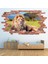 Aslan Safari Kırmızı Tuğla 3D Delik Dekoratif Duvar Sticker Çıkartma Bebek Çocuk Odası 1