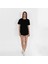 Oval Etek Nakışlı Unisex Siyah T-Shirt 1