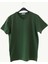 V Yaka Düz Yeşil Erkek T-Shirt DZN8619 1
