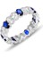 Gümüş Rodyumlu Oval Baget Kesim Safir ve Zirkon Taşlı Tamtur Yüzük SGTL12399SAFIR 1