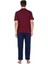Bordo Erkek Önden Düğmeli Kısa Kollu Pijama Takımı 2