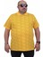Erkek Büyük Beden Polo Yaka Üçgen Baskılı Tişört 24450 Sarı 1