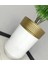 Dekoratif Eskitme Darbuka Parlak Beyaz Saksı 60CM 2