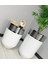 Elegant Dekoratif Krom Darbuka Parlak Beyaz Saksı 70CM + 60CM Sehpa Ikili Set 2