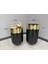 Dekoratif Gold Darbuka Parlak Siyah Saksı 70CM + Sehpa 60CM Ikili Set 3