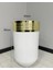 Dekoratif Gold Darbuka Parlak Beyaz Saksı 60CM 3