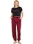 Kırmızı - Siyah Renk Çizgi Desenli Lady 12559 Kadın Kısa Kol Pamuk Viskon Lady Pijama Takımı 1