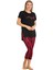 Kırmızı - Siyah Renk Çizgi Desenli Lady 12052 Kadın Kapri Pamuk Viskon Lady Pijama Takımı 1
