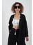 Siyah Naturel Tek Cep Oversize Keten Ceket 1