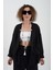 Siyah Naturel Tek Cep Oversize Keten Ceket 3