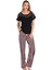 Siyah Renk Çizgi Desenli Lady 12549 Kadın Kısa Kol Pamuk Viskon Lady Pijama Takımı 1