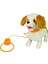 Peluş Tasmalı Yürüyen Köpek - Beyaz - Kahve 2